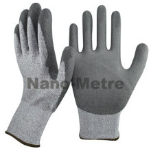 NMSAFETY galga de nylon calibre 13 recubierta pu en guantes de trabajo de seguridad anti corte palma
